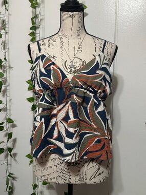 Noah Printed Cami Top in Blue, Olive & Rust